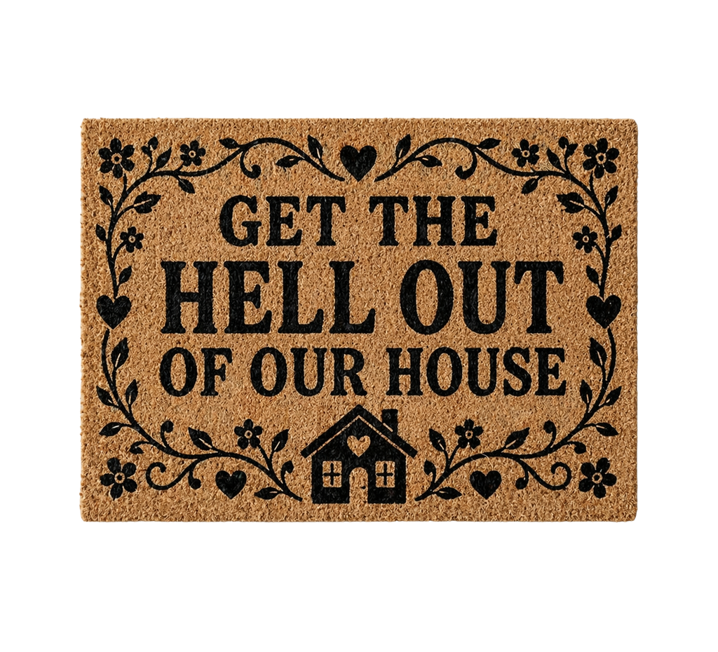 Get The Hell Out Doormat Sarcastic Welcome Mat, Coir Door Mat, Rude Entryway Rug, Novelty Housewarming Gift