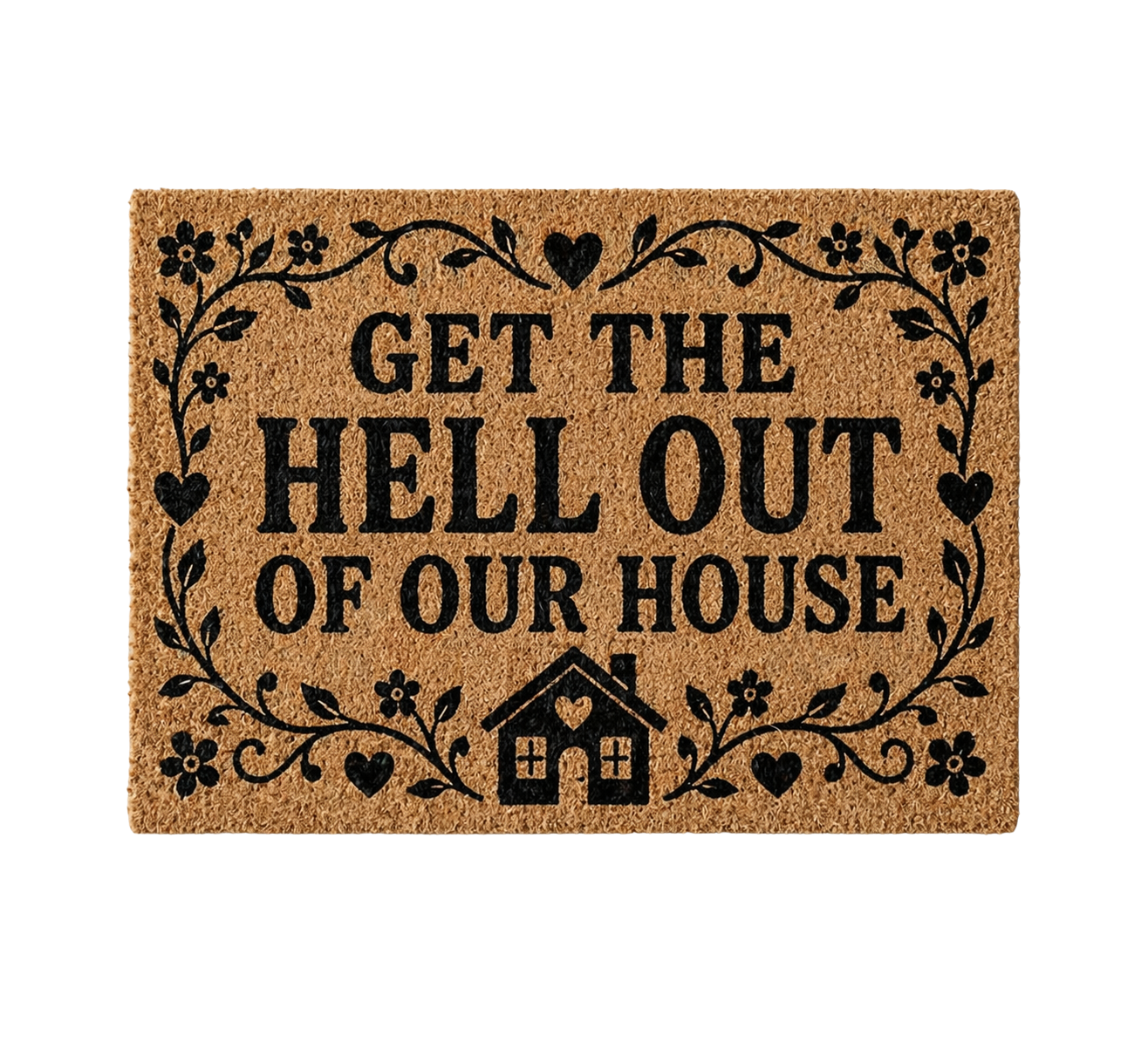 Get The Hell Out Doormat Sarcastic Welcome Mat, Coir Door Mat, Rude Entryway Rug, Novelty Housewarming Gift