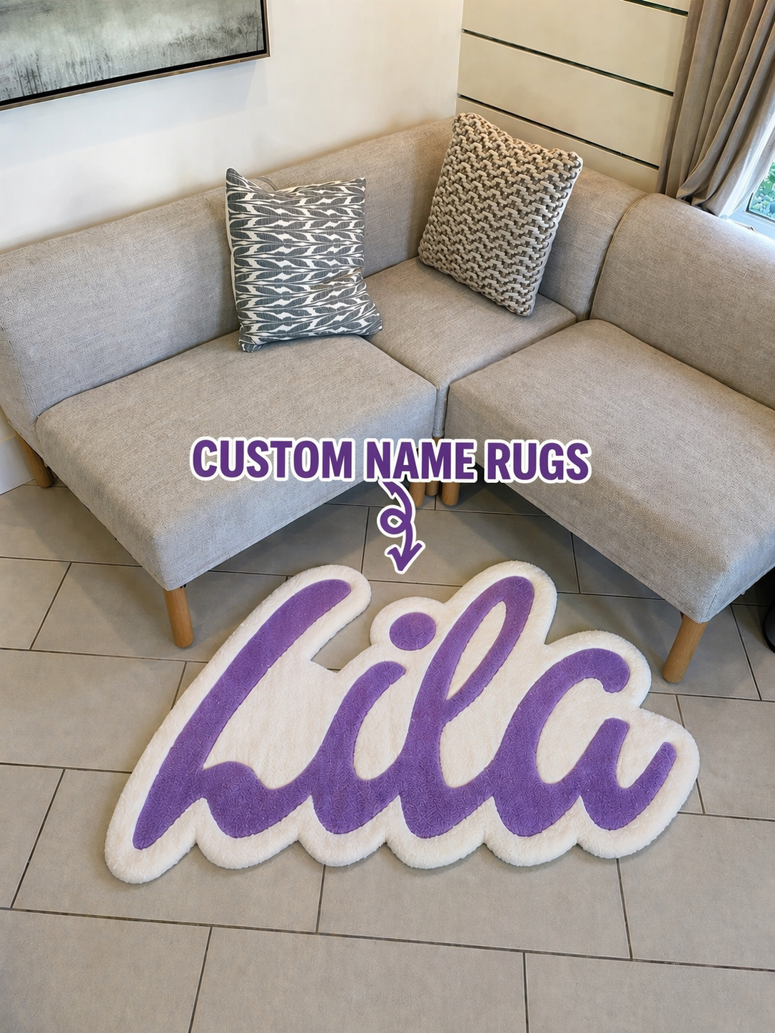 Custom Name Tufted Rug – Personalized Handmade Rug, Custom Text Rug, Nursery Name Rug, Aesthetic Room Decor, Unique Gift Idea