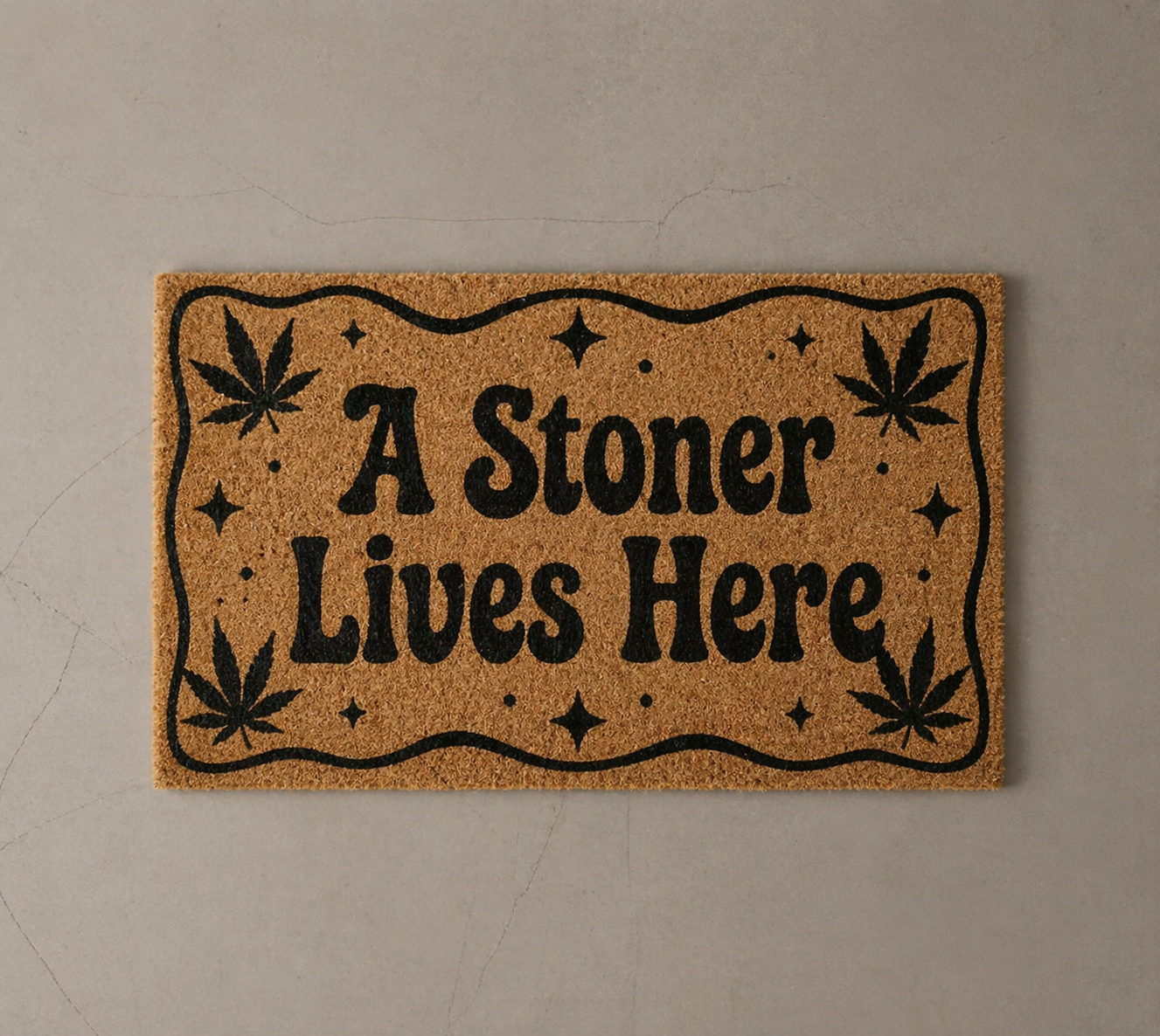 Stoner Welcome Mat A Stoner Lives Here Funny Door Mat, Cannabis Leaf Doormat, Coir Entry Rug, Novelty Housewarming Gift