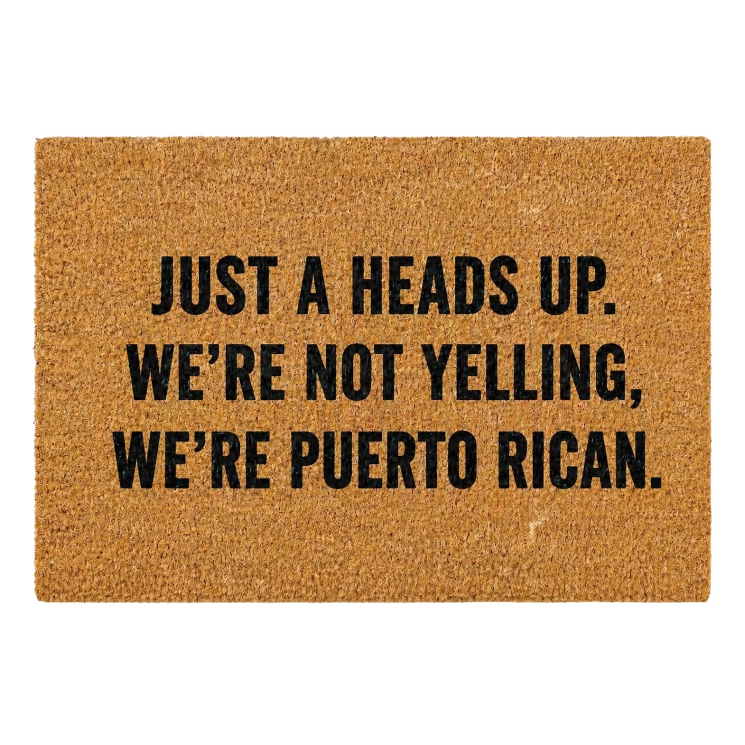 Funny Puerto Rican Doormat We’re Not Yelling We’re Puerto Rican Welcome Mat, Coir Door Mat, Cultural Humor Gift, Entryway Rug