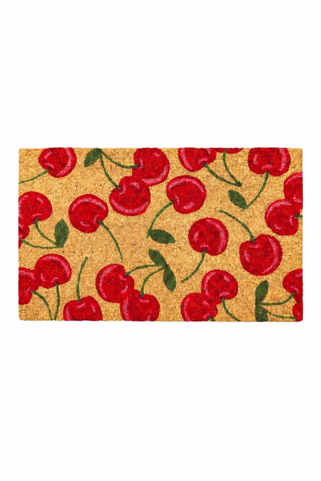 Cherry Coconut Coir Rug | Aesthetic Outdoor Doormat | Cute Summer Entryway Decor | Non-Slip Porch Mat