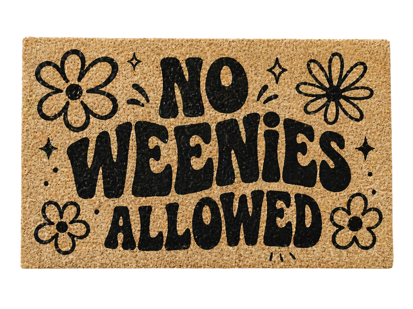No Weenies Allowed Doormat – Funny Coir Welcome Mat, Retro Flower Door Mat, Sarcastic Entry Rug, Trendy Home Decor Gift