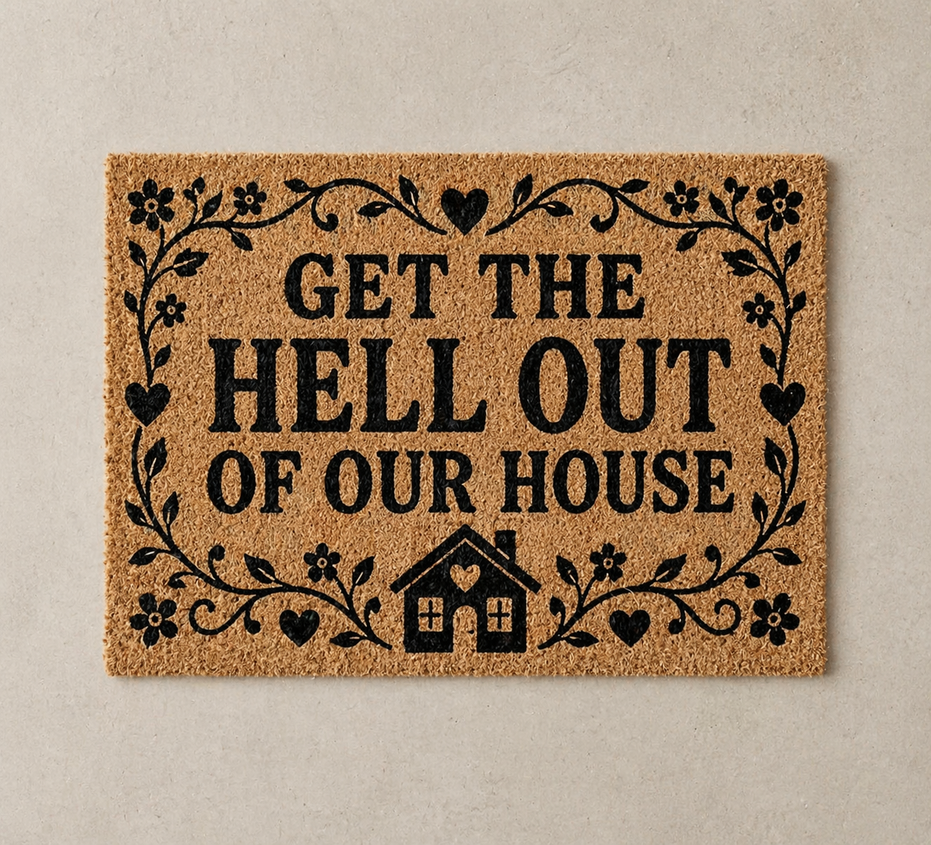 Get The Hell Out Doormat Sarcastic Welcome Mat, Coir Door Mat, Rude Entryway Rug, Novelty Housewarming Gift