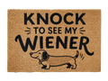Funny Dog Doormat Knock to See My Wiener Dachshund Welcome Mat, Pet Lover Door Mat, Coir Entry Rug, Humorous Housewarming Gift