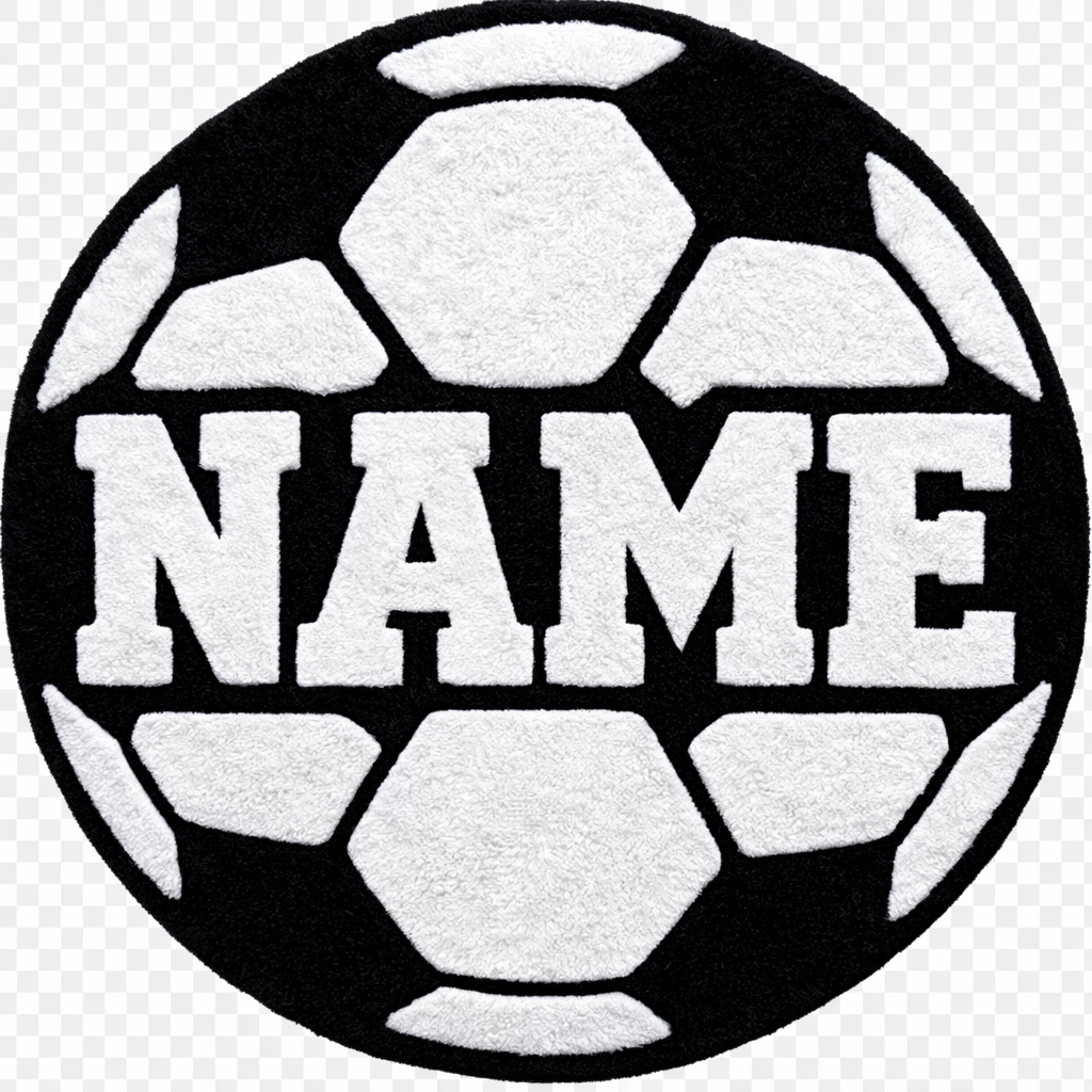 Personalized Soccer Ball Tufted Rug – Custom Name Soccer Rug | Handmade Sports Room Decor | Kids Soccer Bedroom Rug | Custom Soccer Gift USA