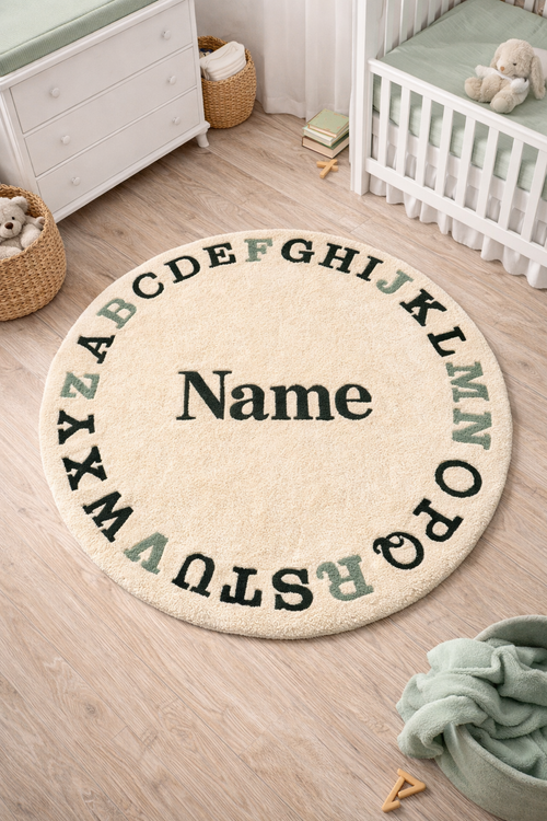 Personalized Alphabet Rug – Custom Name Kids Rug | Nursery Decor, Baby Room Rug, ABC Learning Rug, Handmade Tufted Carpet